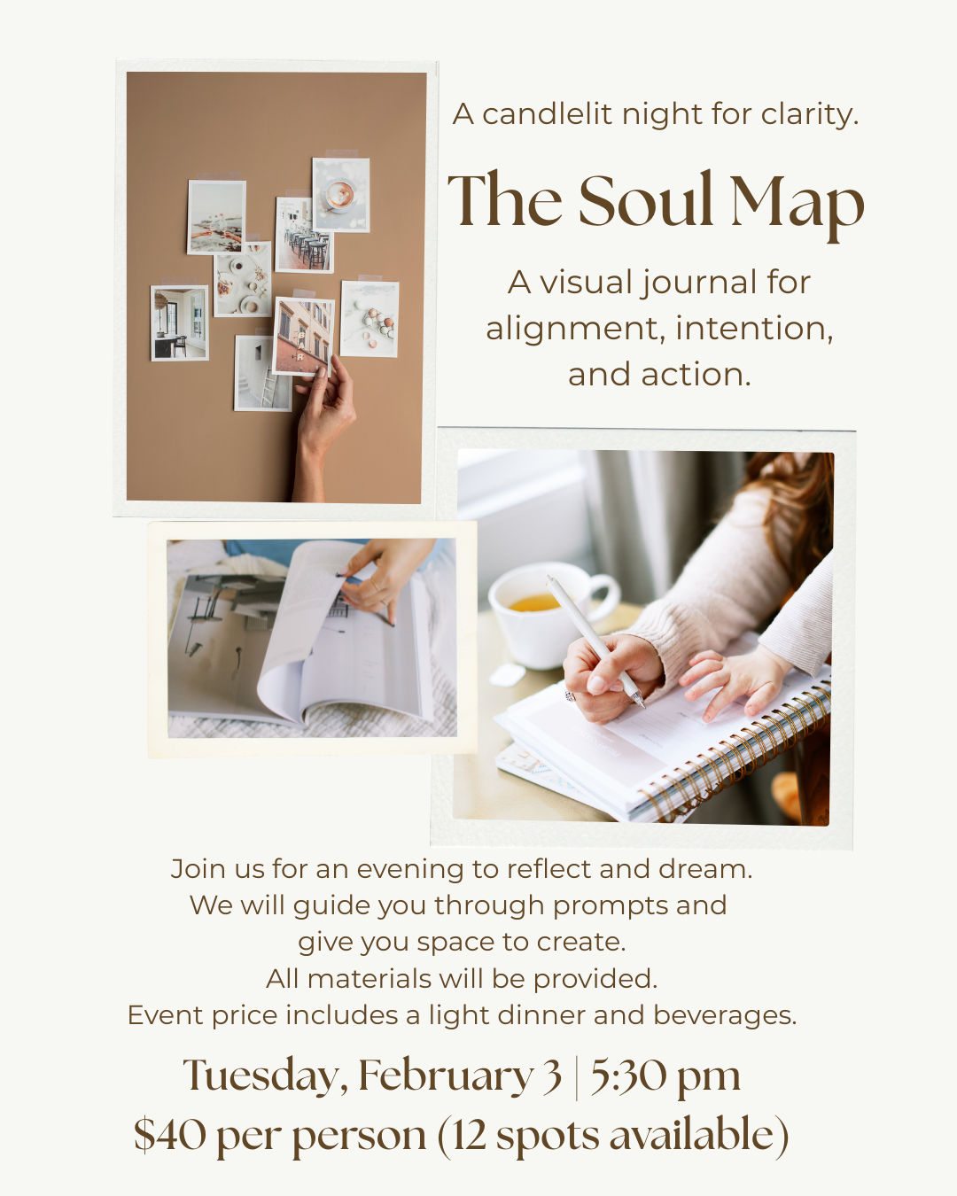 graphic with information for our Vision Board night on Tuesday, February 3