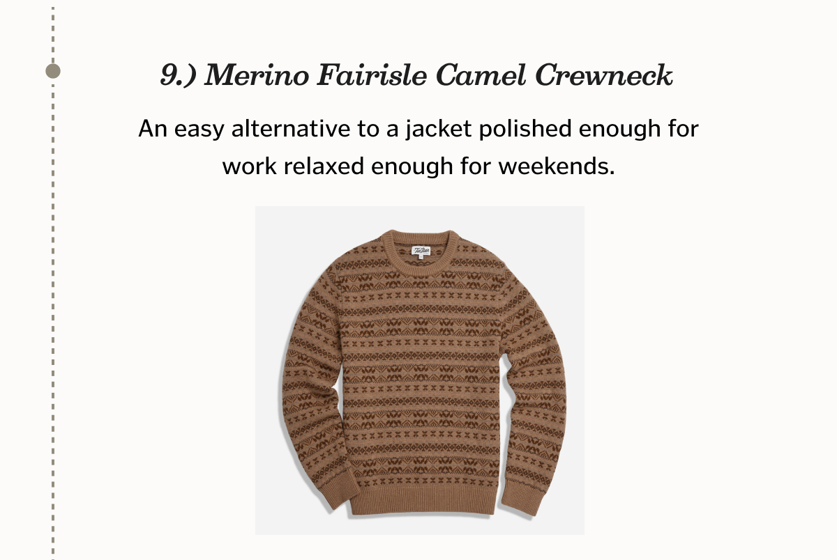 Merino Fairisle Camel Crewneck