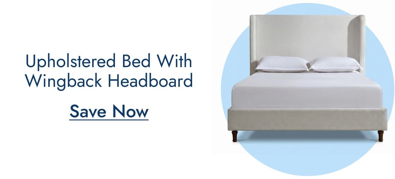Contemporary Upholstered Platform Bed with Wingback Headboard