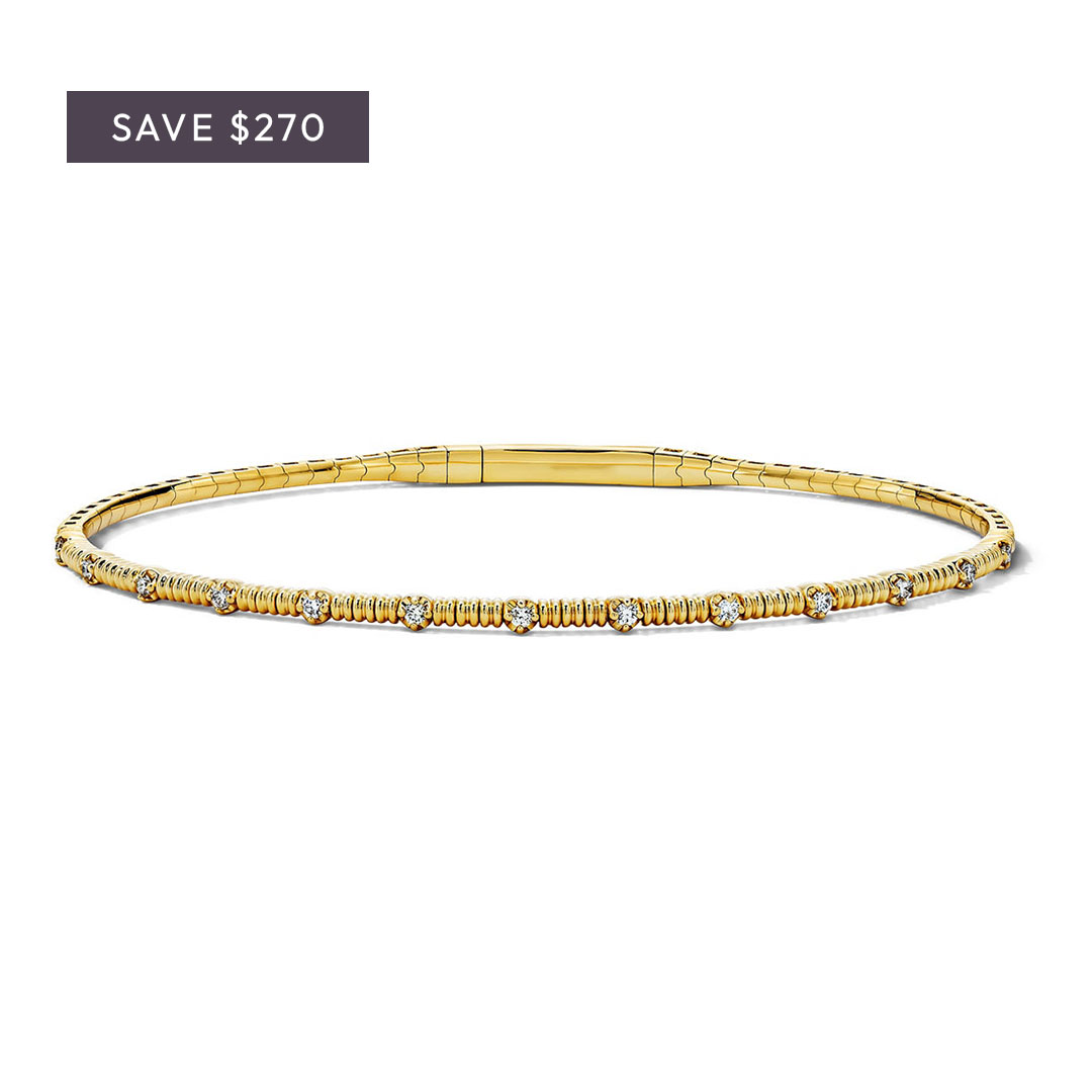 Diamond Station Flexible Gold Bracelet