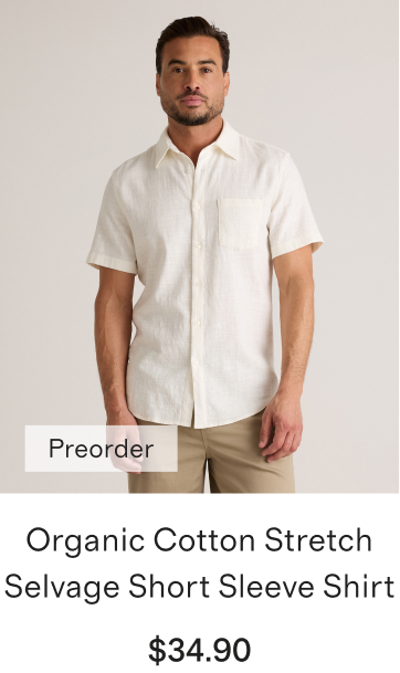 Organic Cotton Stretch Selvage Short Sleeve Shirt