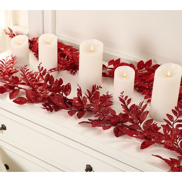 Set of 2 (4') Glittered Leaf Garlands by Valerie