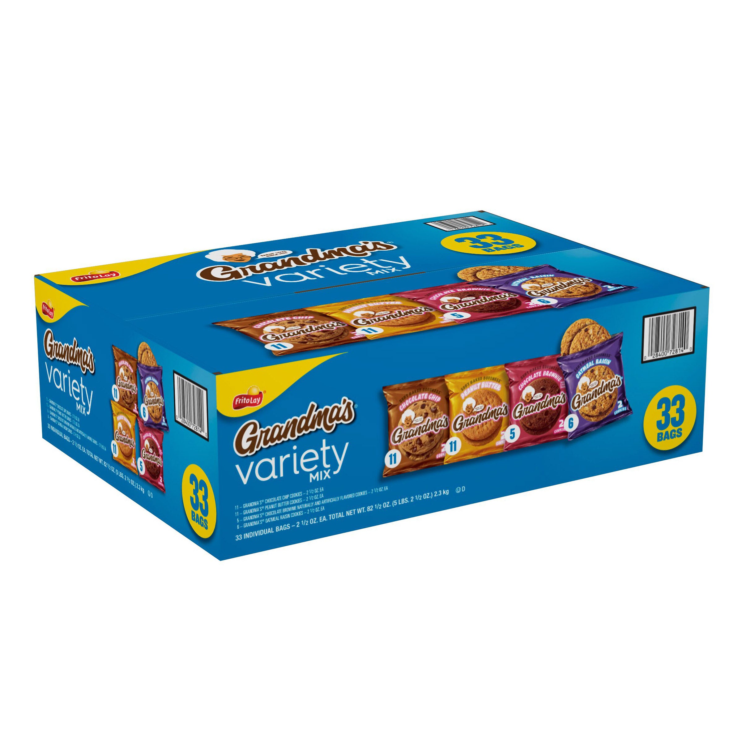 Grandma's Cookies, Variety Pack, 2.5 oz, 33-Count