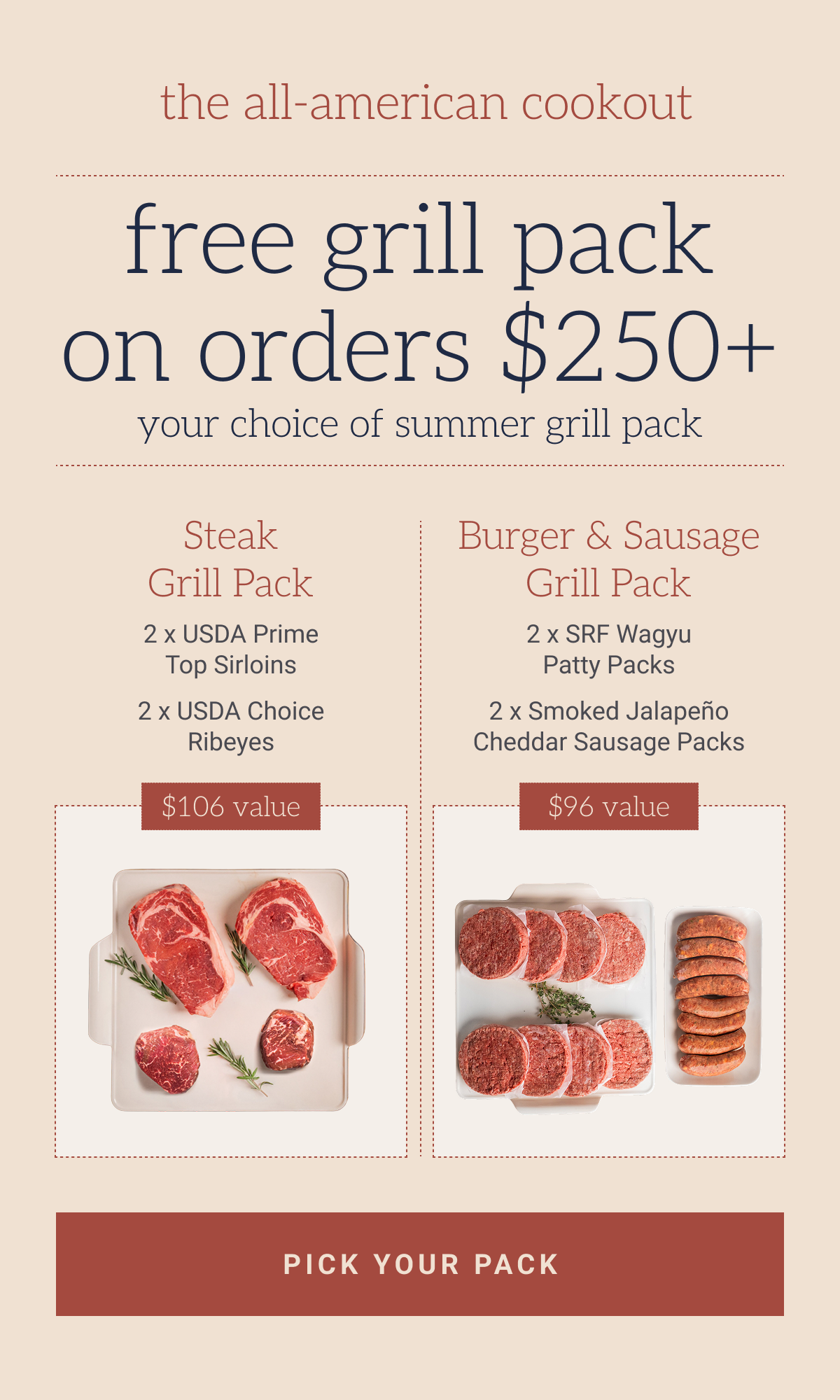 Free grill pack offer with picks