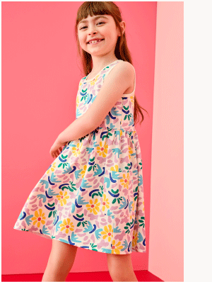 Sleeveless Playground Dress with Pockets | Blotchy Floral on Ecru