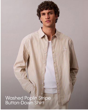 Washed Poplin Stripe Button-Down Shirt