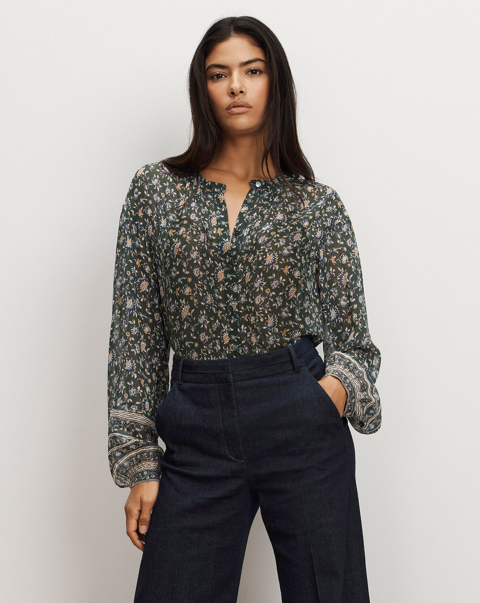 Image of Lollie Floral Button-Down Blouse