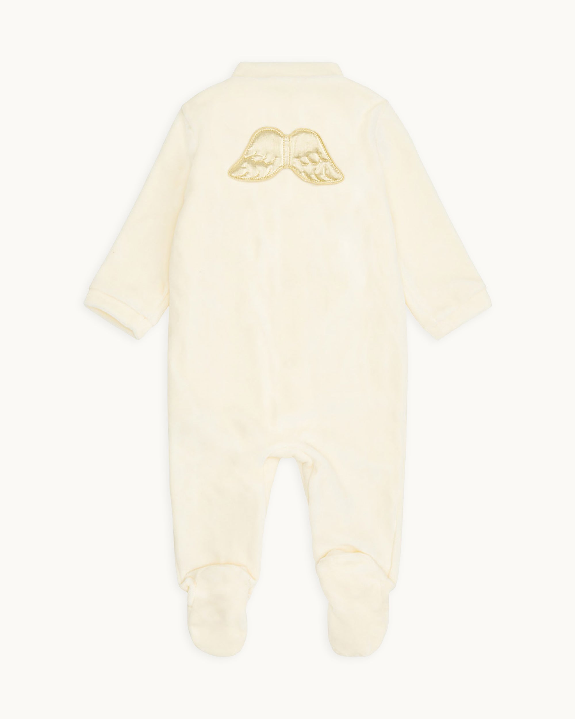Image of Velour Angel Wing Sleepsuit - Cream