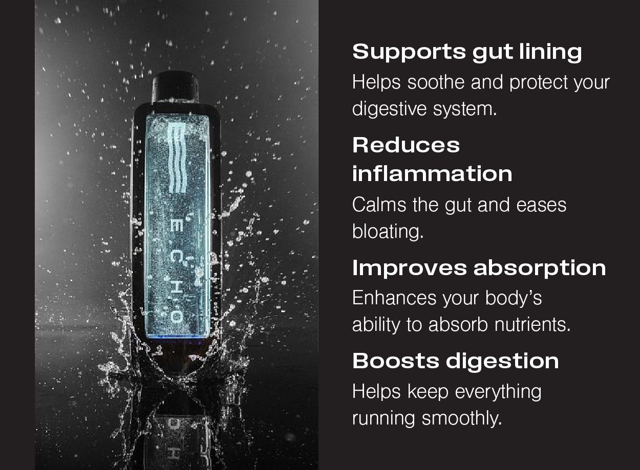 Supports gut lining, Reduces inflammation, Improves absorption, Boosts digestion.