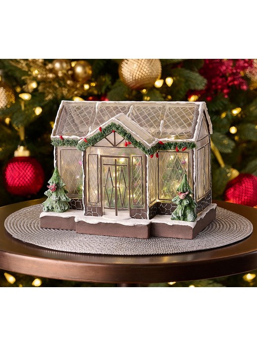 ShWk 8/4 Illuminated Snow-Dusted Conservatory by Valerie