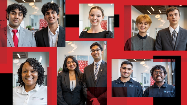 collage of six Do Good Challenge finalist teams on red and black background