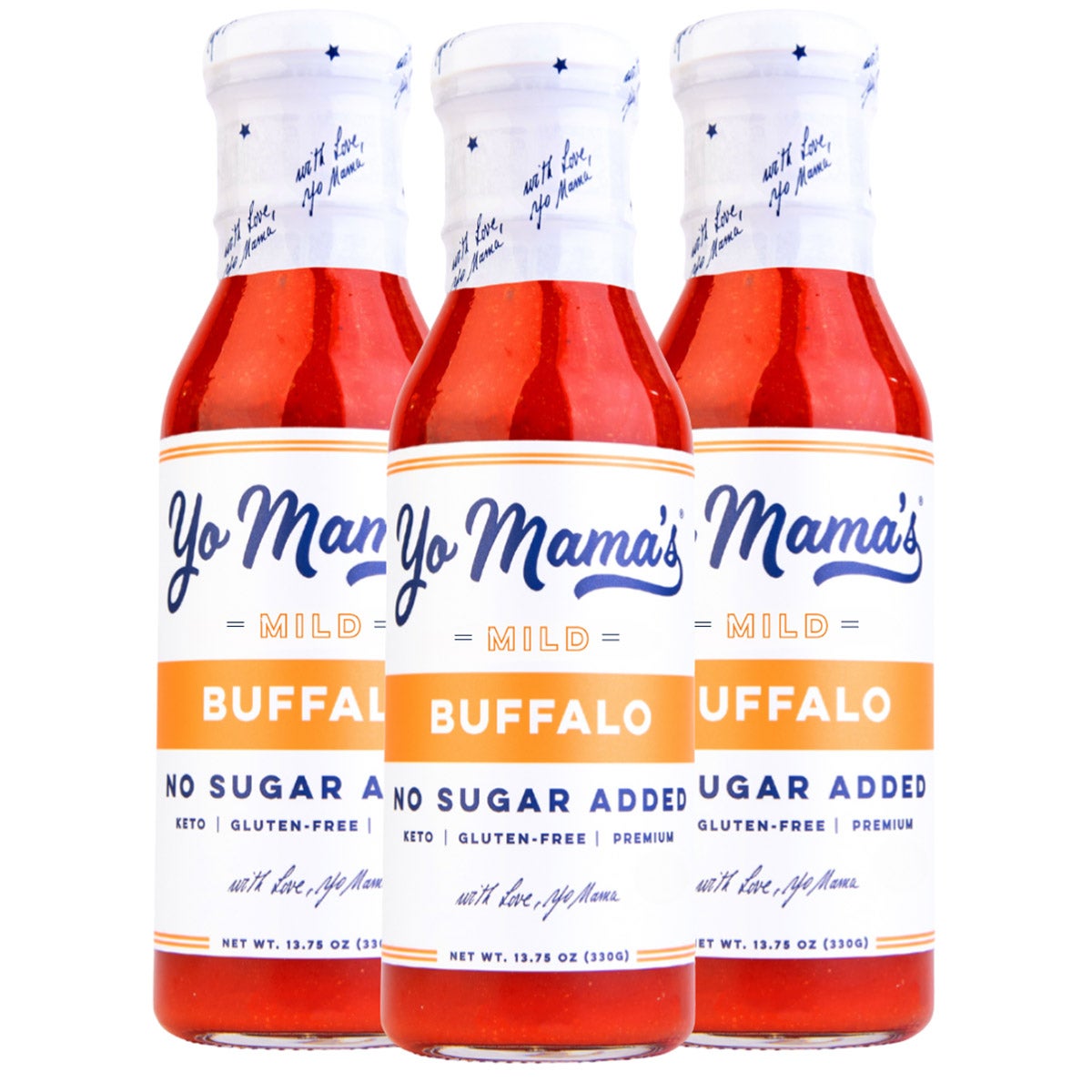 Yo Mama's Low Sodium Mild Buffalo Sauce, 3-Pack