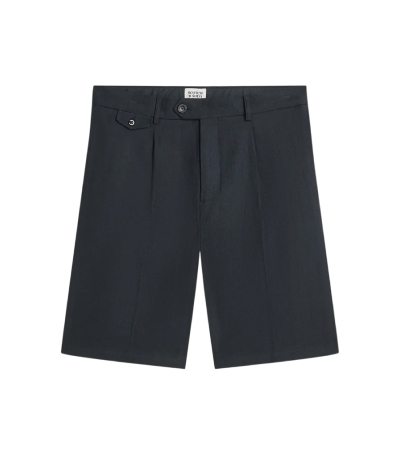 Pleated Linen-Blend Herringbone Wide Fit Chino Shorts