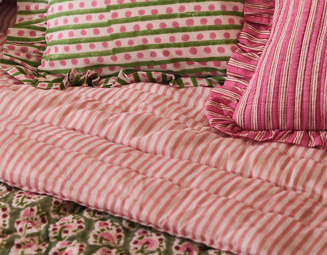 Indian Block Print Frilly Cushion