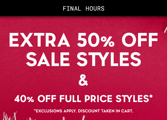 Extra 50% Off Sale Styles