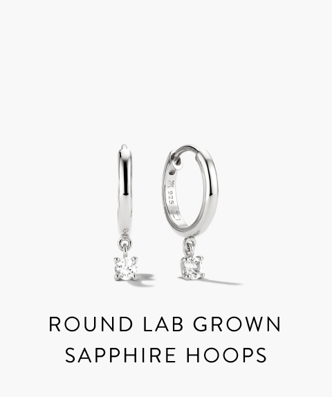 Round Lab Grown Sapphire Hoops.