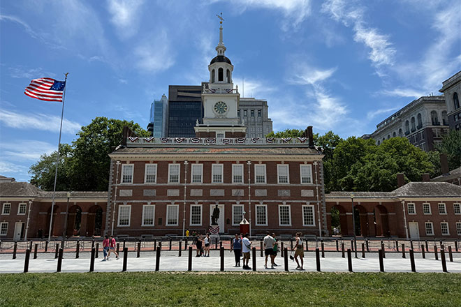 The exterior of a building in Philadelphia's Old City. 