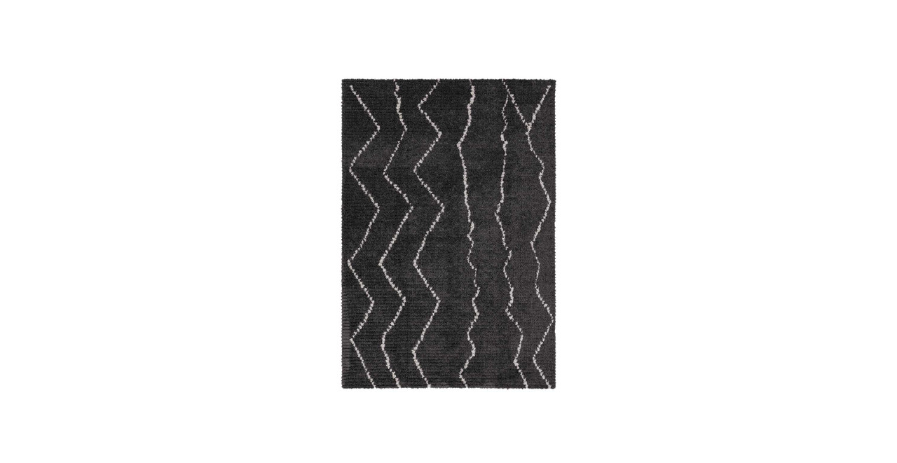 Image of Modern Polyester Powerloomed Tribal Black Area Rug