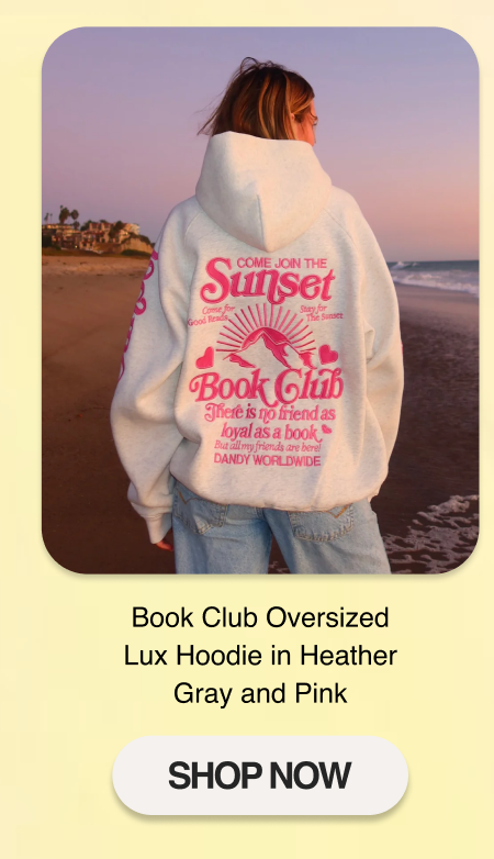 Book Club Oversized Lux Hoodie in Heather Gray and Pink
