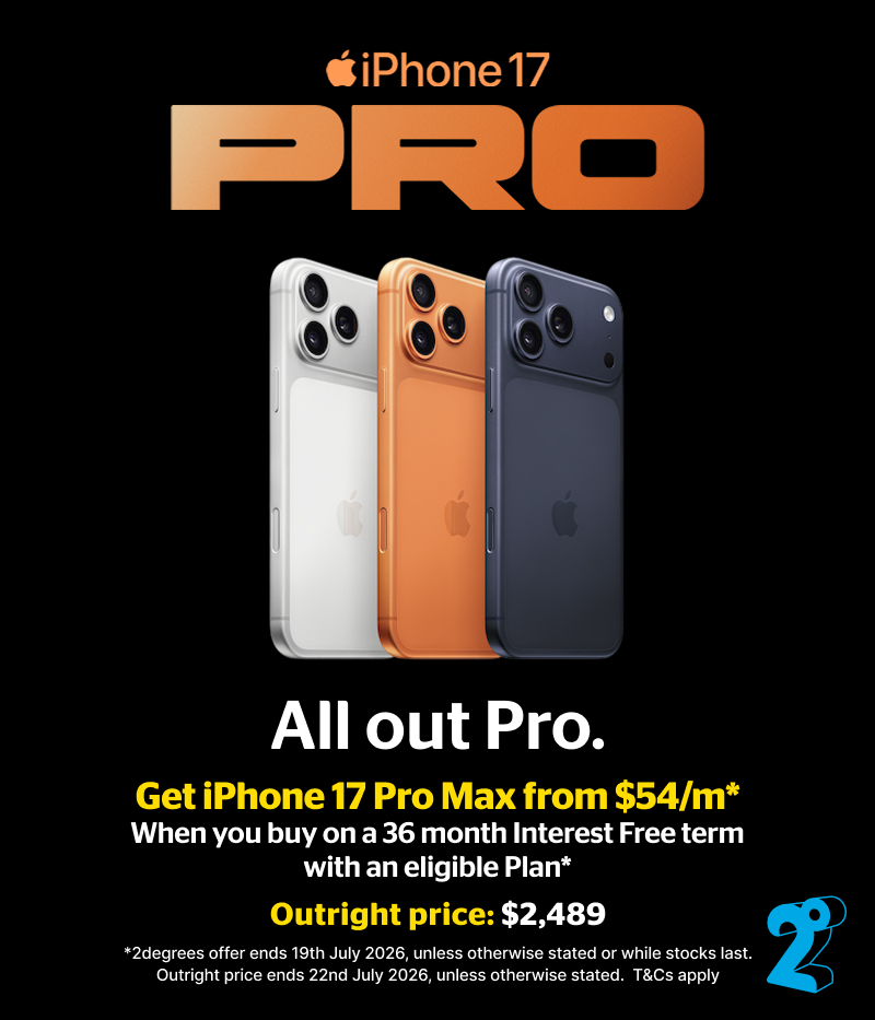 Get iPhone 17 Pro Max from $55/m* When you buy on a 36 month Interest Free term with an eligible Plan*
