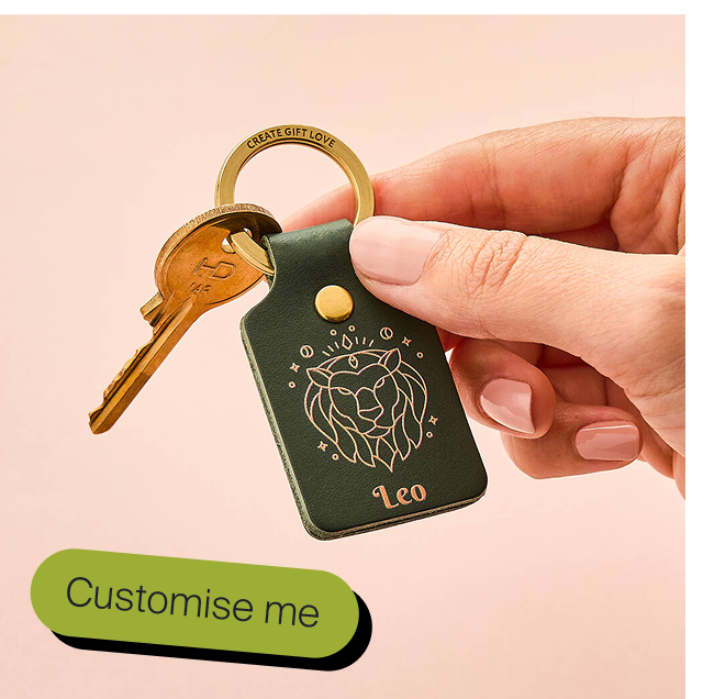Personalised Zodiac Leather Keyring