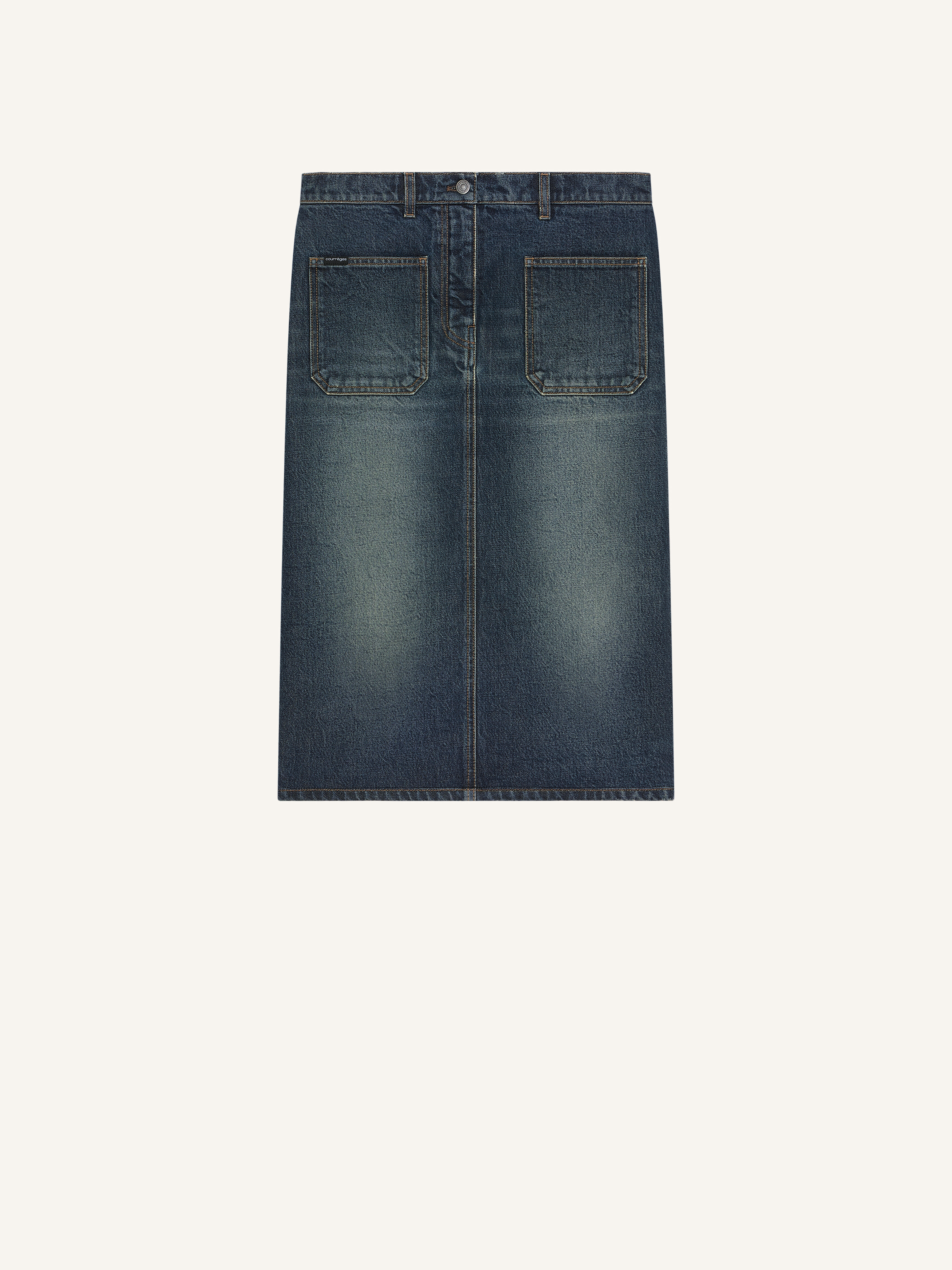 VINTAGE BLUE DENIM MIDI SKIRT