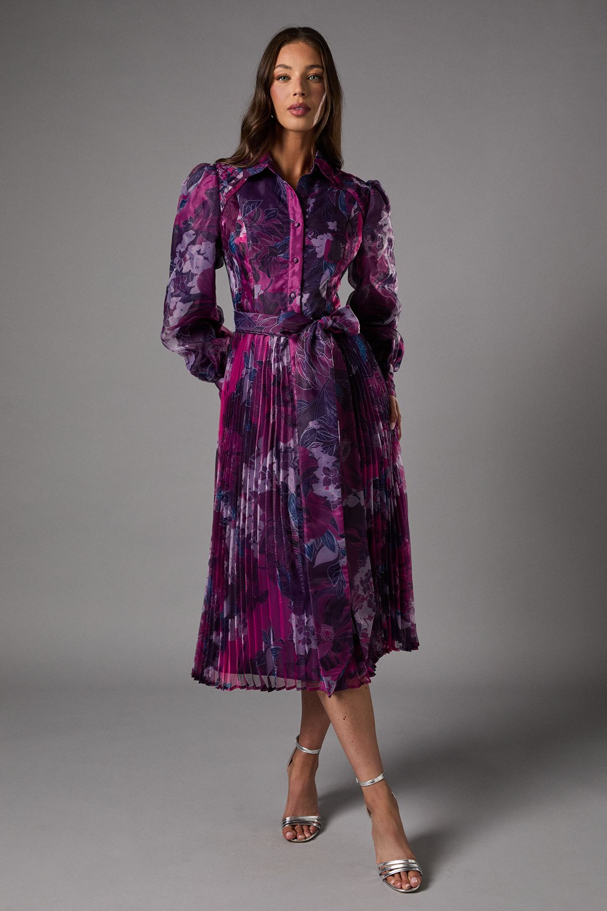 Organza Printed Shirt Dress