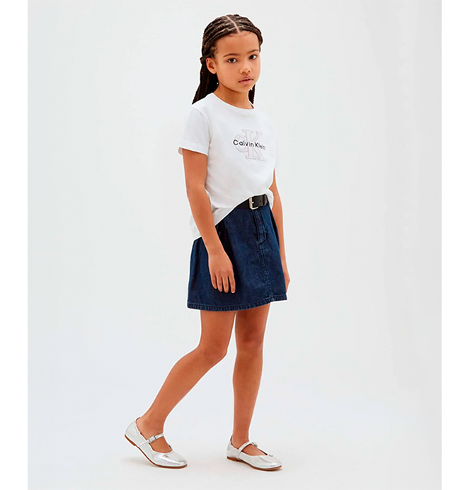 Playera Calvin Klein Seasonal Monologo con Monograma Niña Blanco