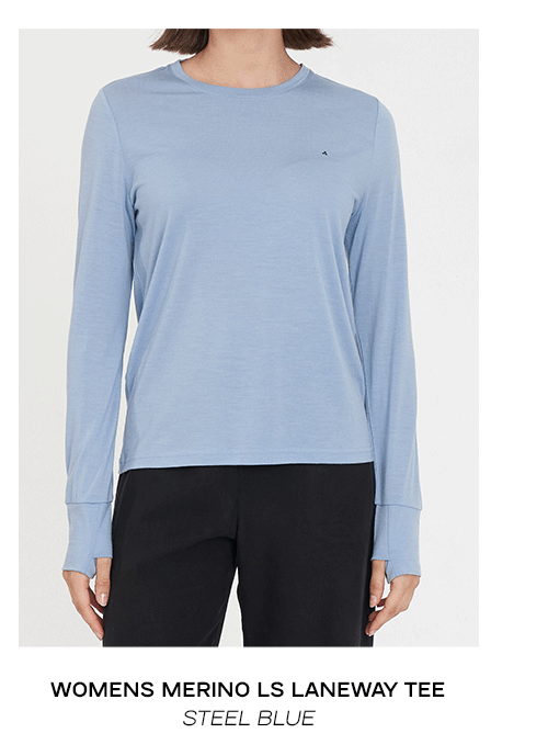 MERINO LS LANEWAY TEE STEEL BLUE