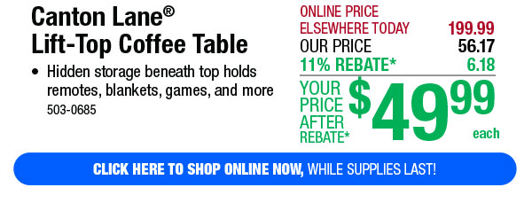 Canton Lane® Lift-Top Coffee Table - Free Shipping To Store!