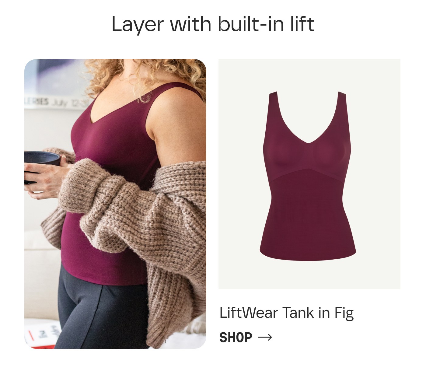 Layer with built-in lift | LiftWear Tank in Fig | SHOP