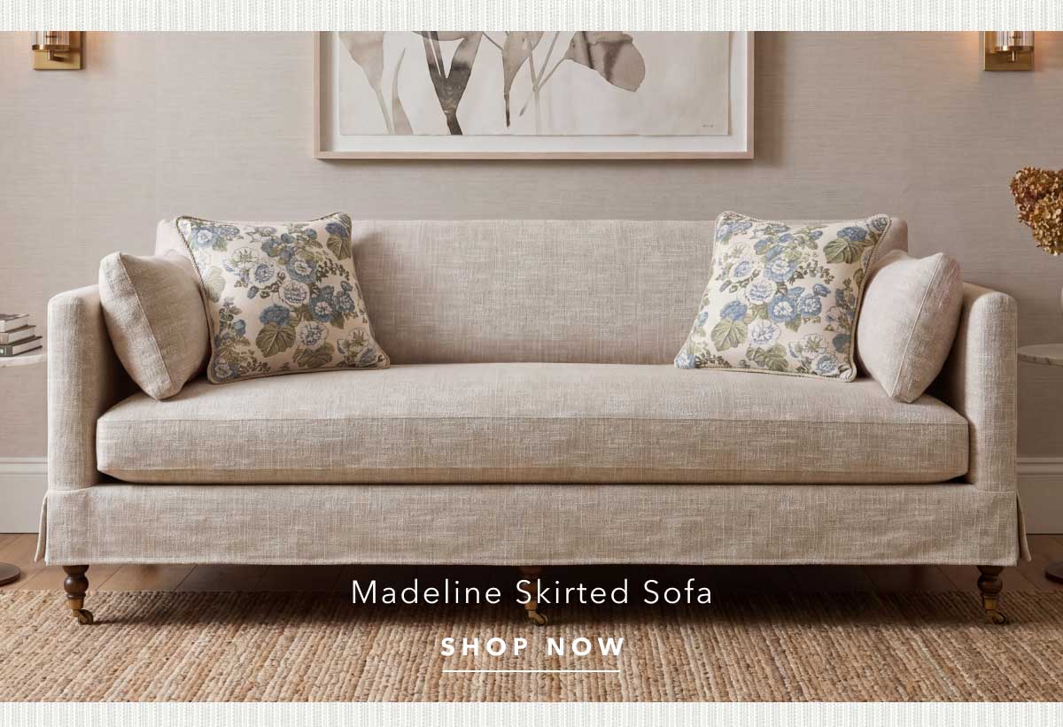 Madeline Straw Performance Skirted Sofa - 84