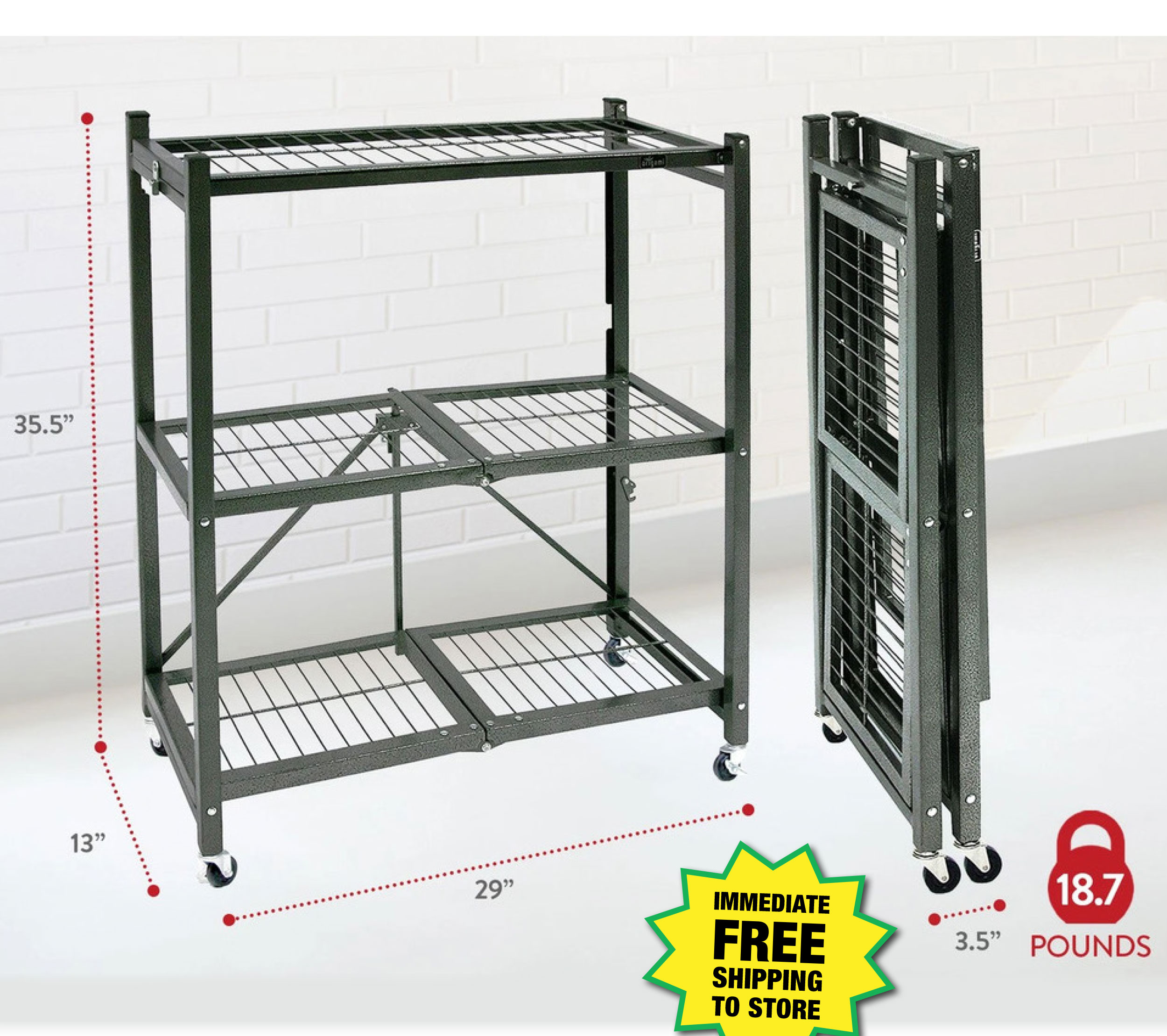 Origami Heavy-Duty 3-Tier Folding Cart - ONLY $29.99 After Rebate*!