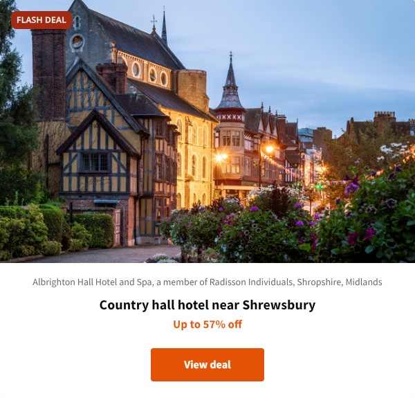 Country hall hotel near Shrewsbury