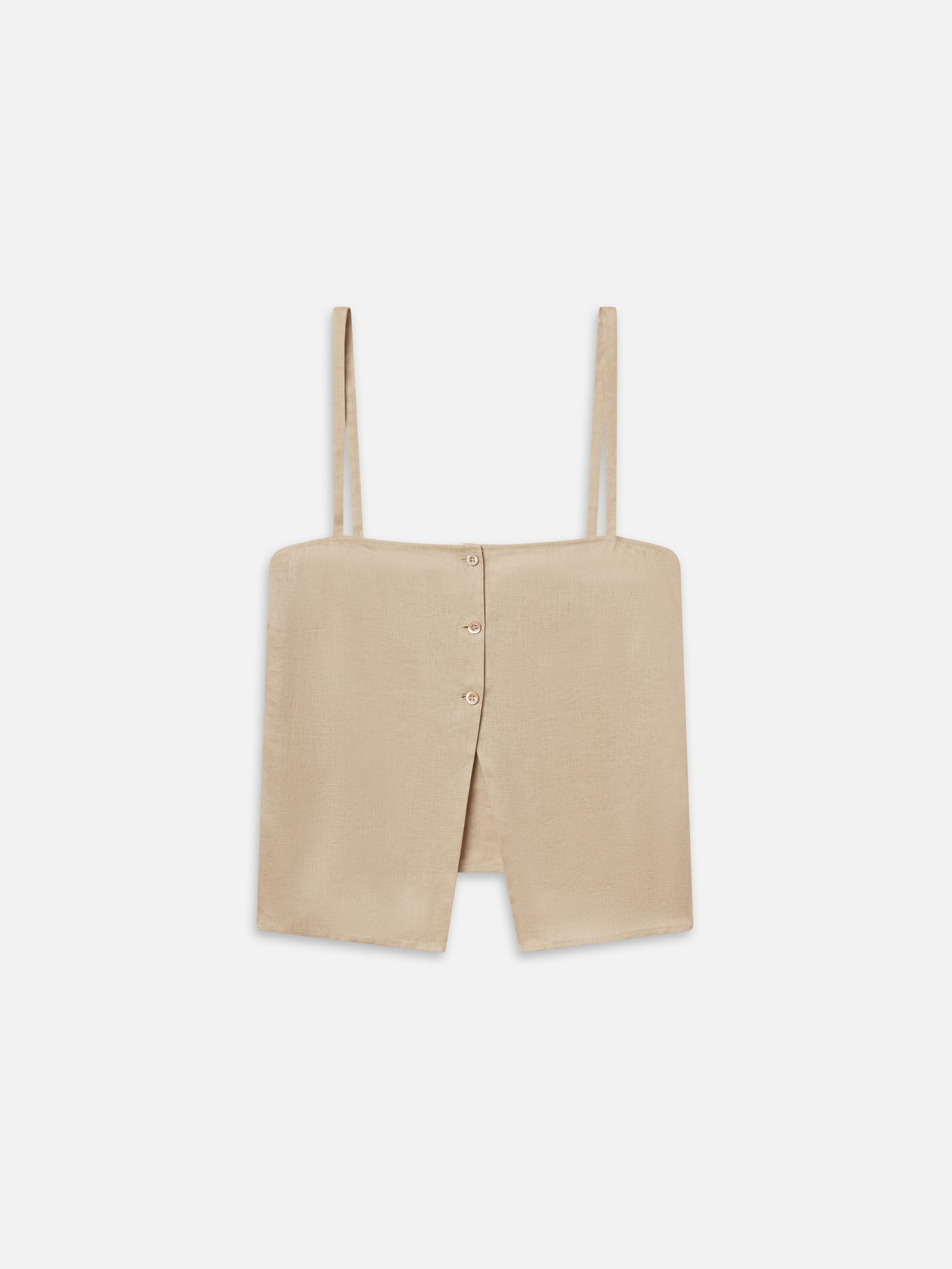 THE LINEN BUTTON CAMI IN FLAX