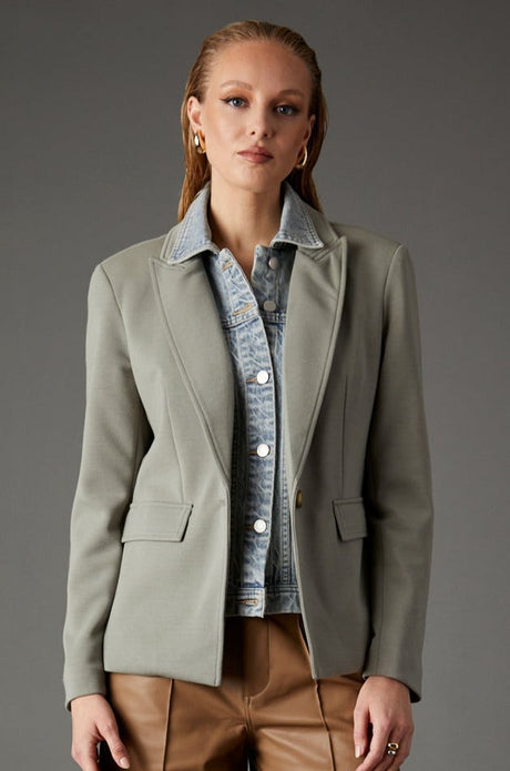 Helen Blazer With Removable Denim Insert - Light Olive