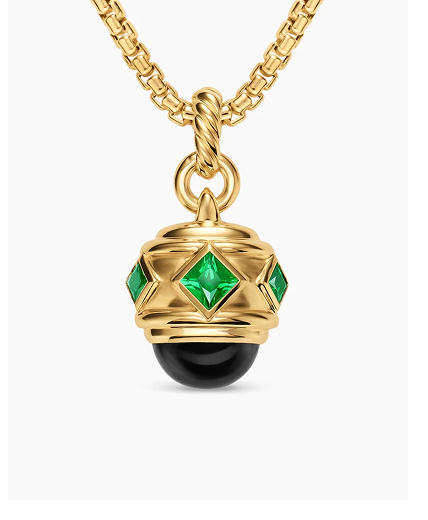 Renaissance® Amulet18K Yellow Gold with Black Onyx and Tsavorites, 19.8mm