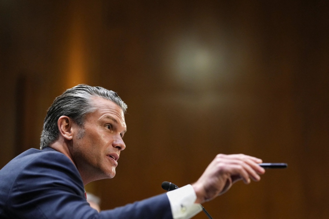 U.S. Secretary of Defense Pete Hegseth gestures as he testifies during a Senate Appropriations Committee hearing on U.S. President Donald Trump’s supplemental funding request for the Department of Defense, in Washington, DC.