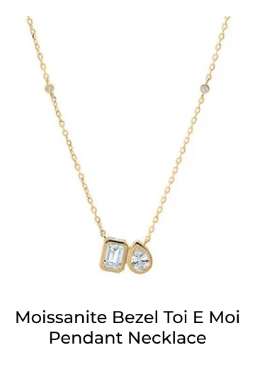 Moissanite Bezel Toi E Moi Pendant Necklace