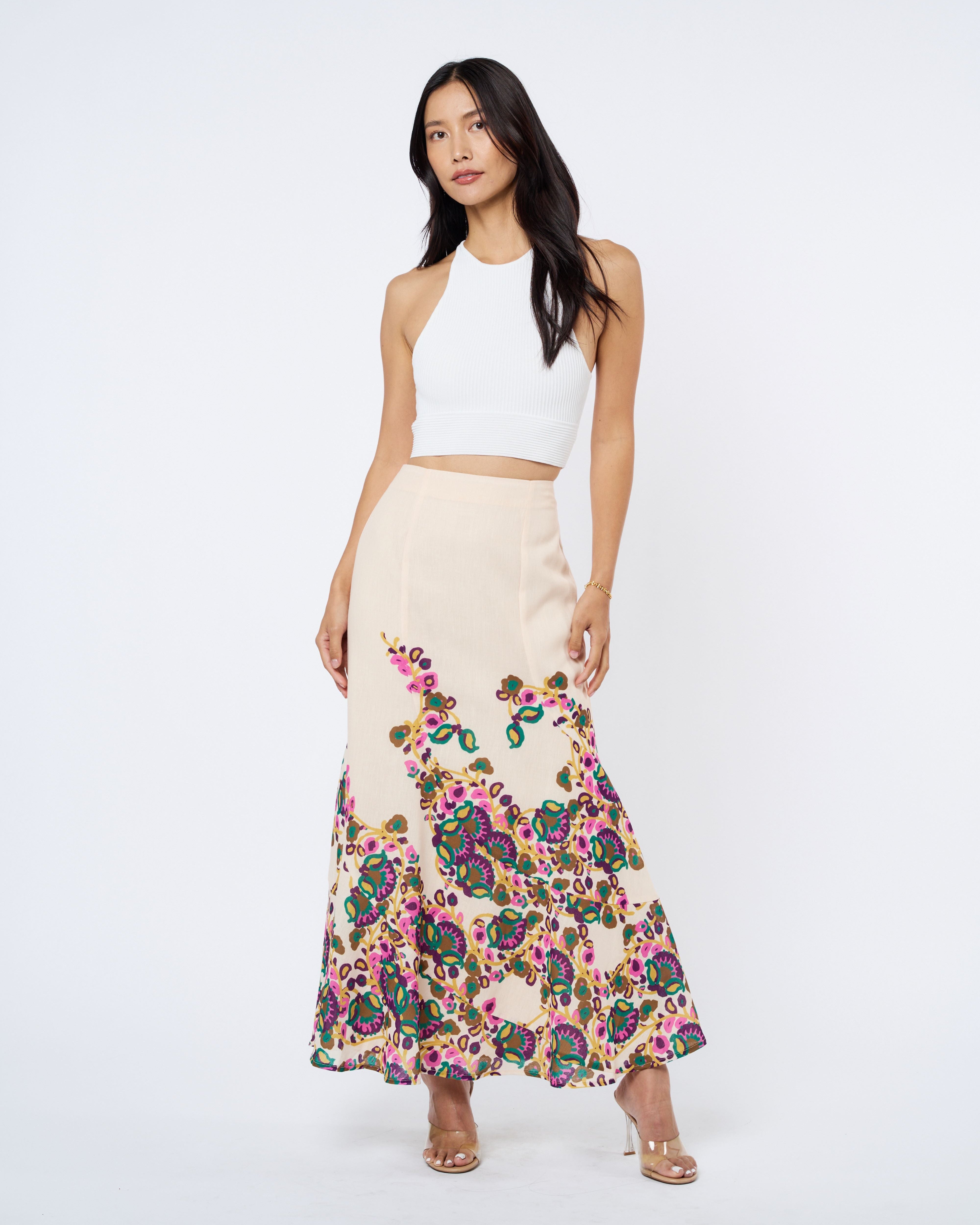 Image of Riley Floral Print Maxi Skirt