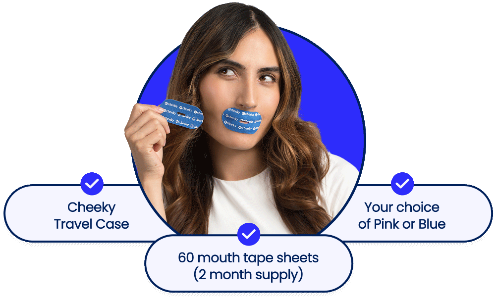 60 mouth tape sheets (2 month supply) | Cheeky Travel Case | Your choice of Pink or Blue