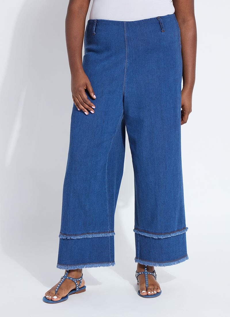 Image of Fringe Hi Waist Wide Leg Crop Denim (Curvy, 26" Inseam)