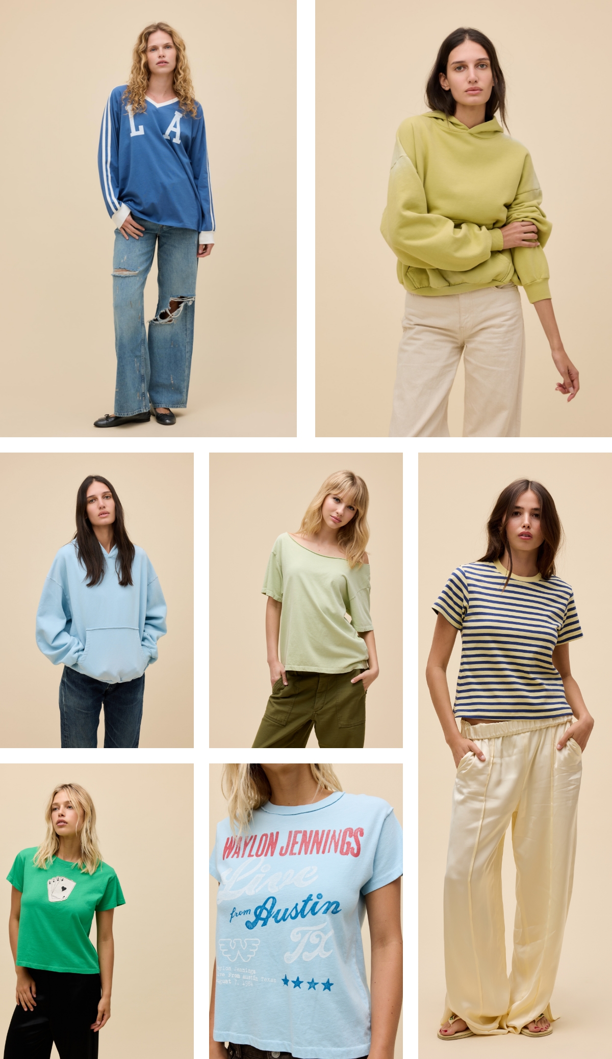 an image of a collage of women wearing different colored shirts