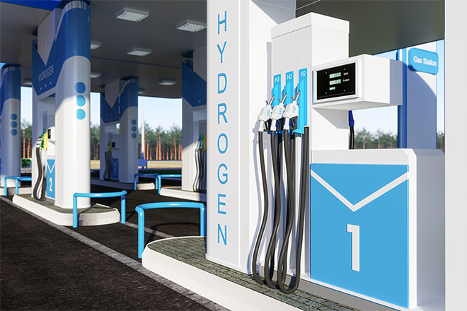 A hydrogen fuel pumping station.