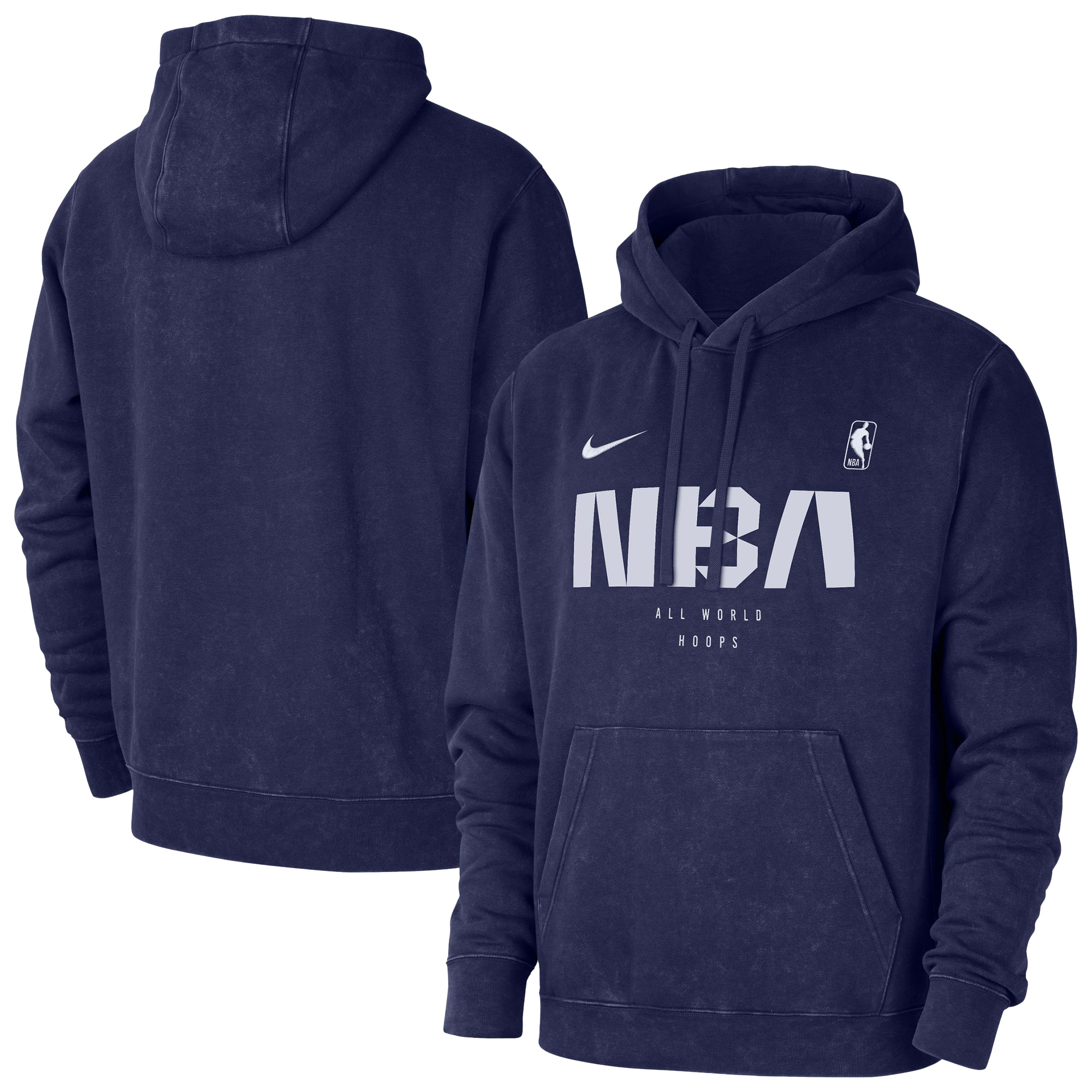 NBA Nike All World Hoops Club Washed Pullover Hoodie - Blue