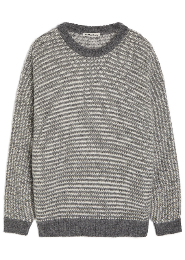 YMC T Shape striped wool-blend jumper
