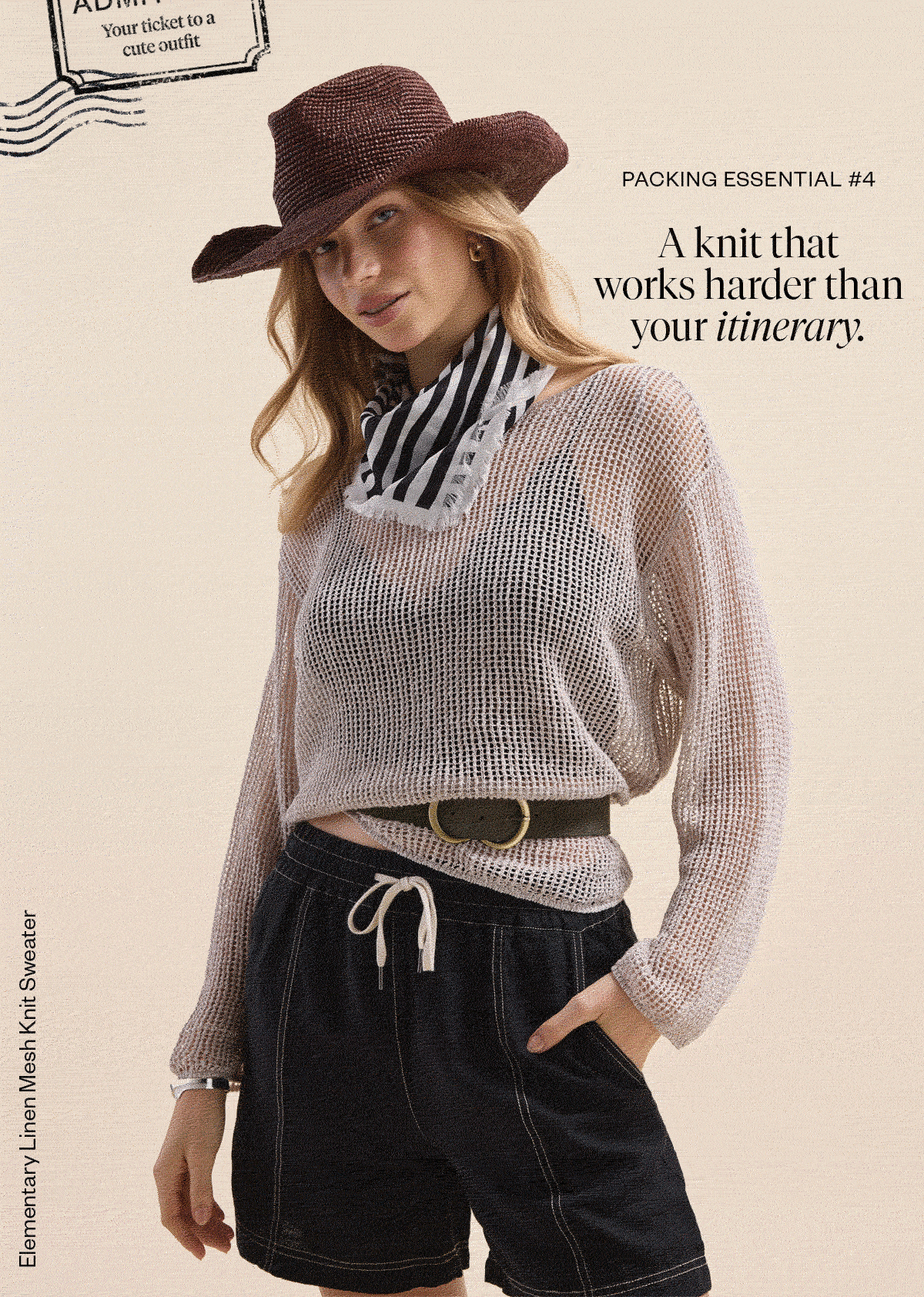 Elementary Linen Mesh Knit Sweater