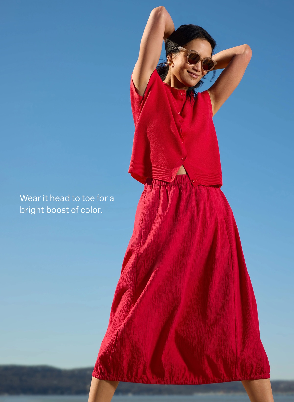 Wear it head to toe for a bright boost of color.