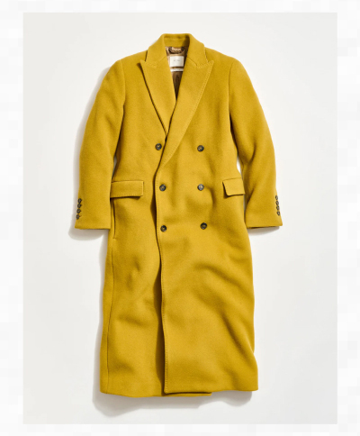 Wool Double Breasted Peak Lapel Coat