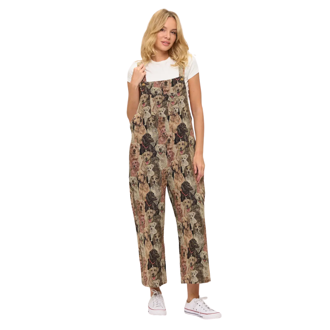 Image of Dogs Collage Print Overalls